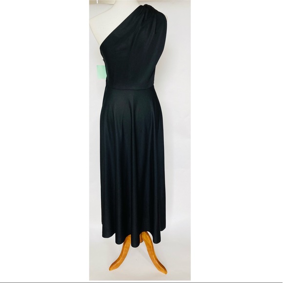 Black One shoulder midi dress size 6 - Picture 3 of 6